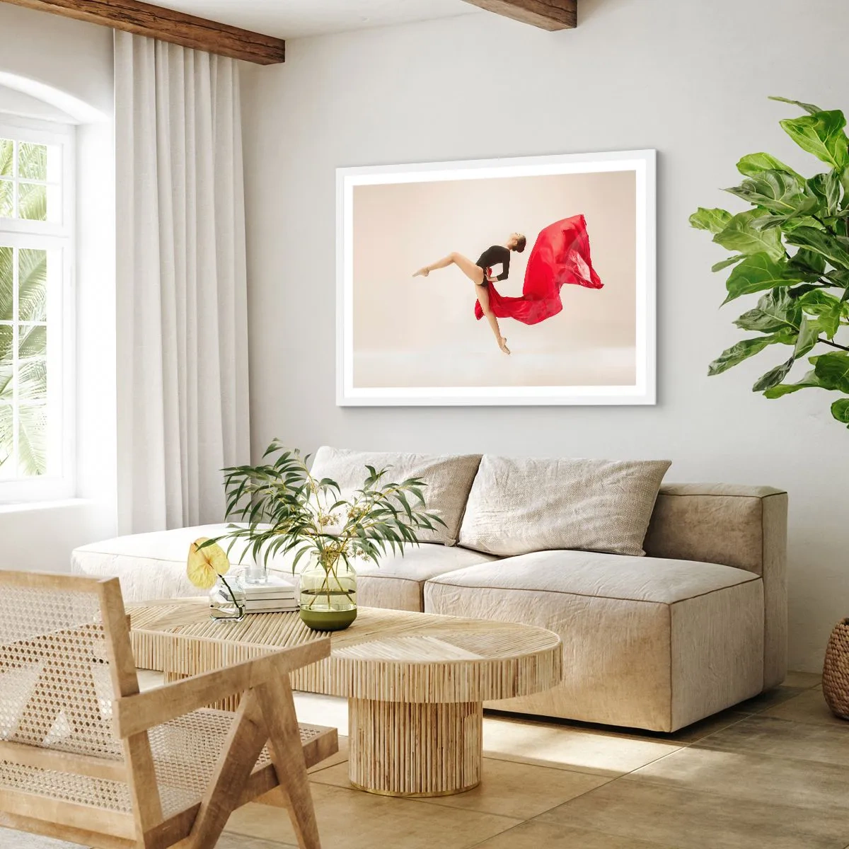 Póster en marco blanco - Rojo y negro - 50x40 cm