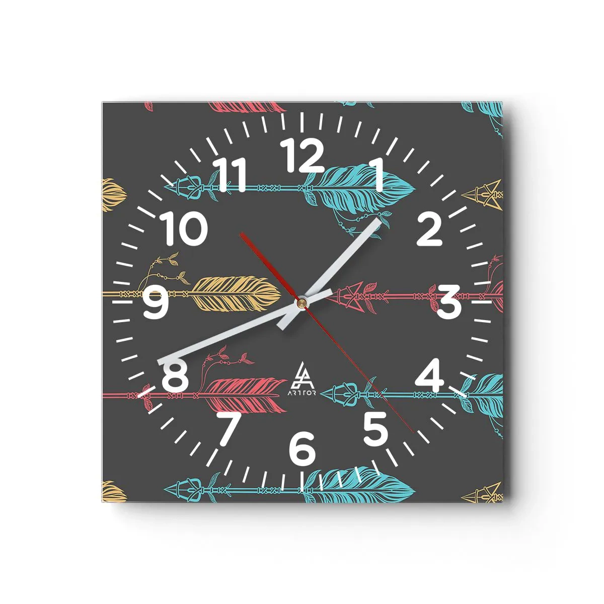 Reloj de pared - Reloj de vidrio - Flechas - 40x40 cm