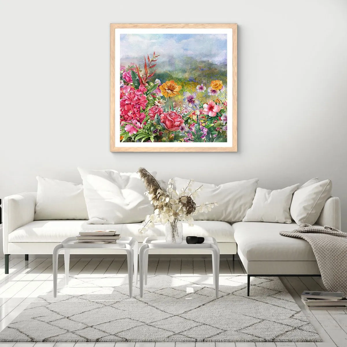 Póster en marco roble claro - Un jardín enloquecido - 30x30 cm
