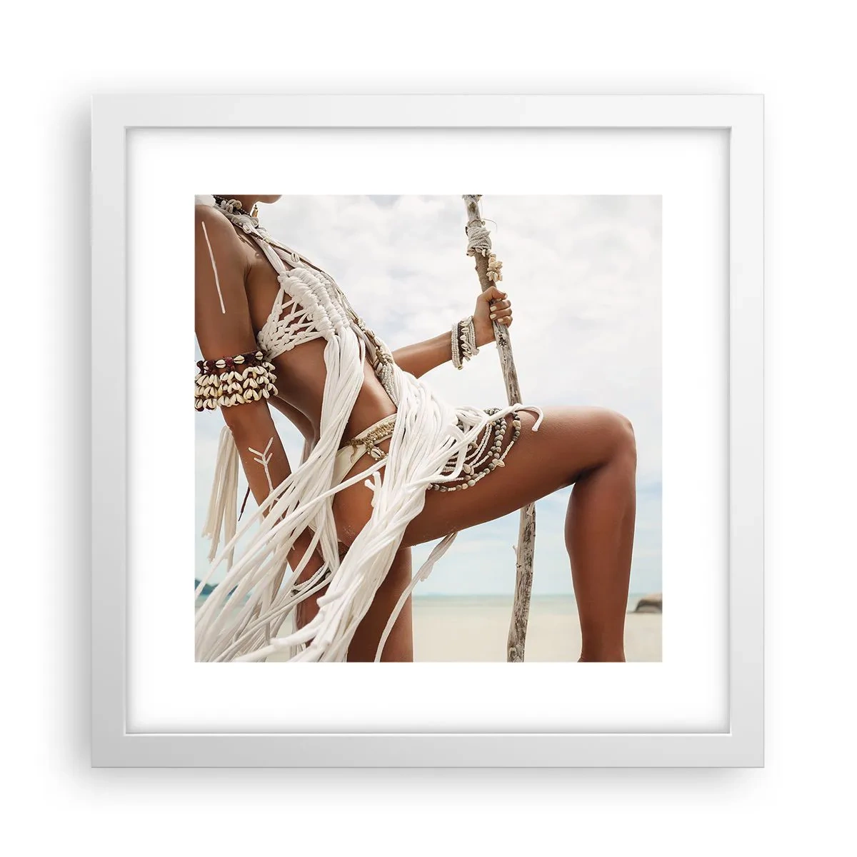 Póster en marco blanco - Sacerdotisa del sol - 30x30 cm