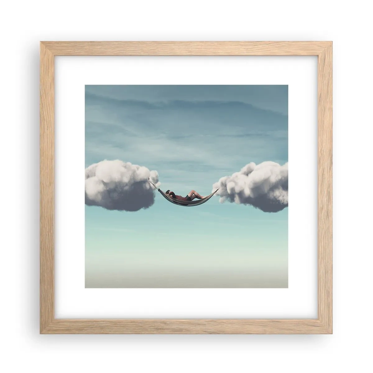 Póster en marco roble claro - La felicidad del momento - 30x30 cm