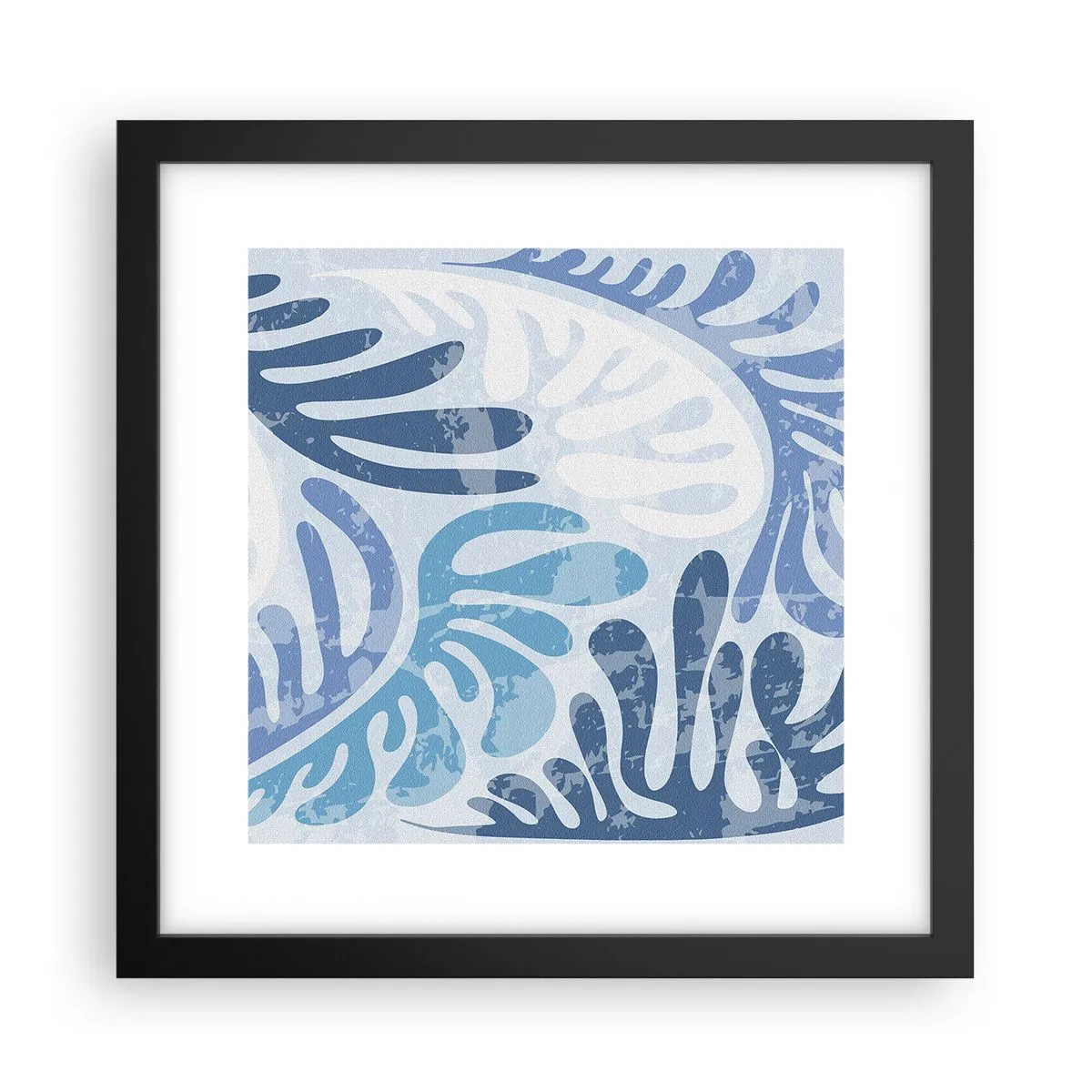 Póster en marco negro - Helechos azules - 30x30 cm