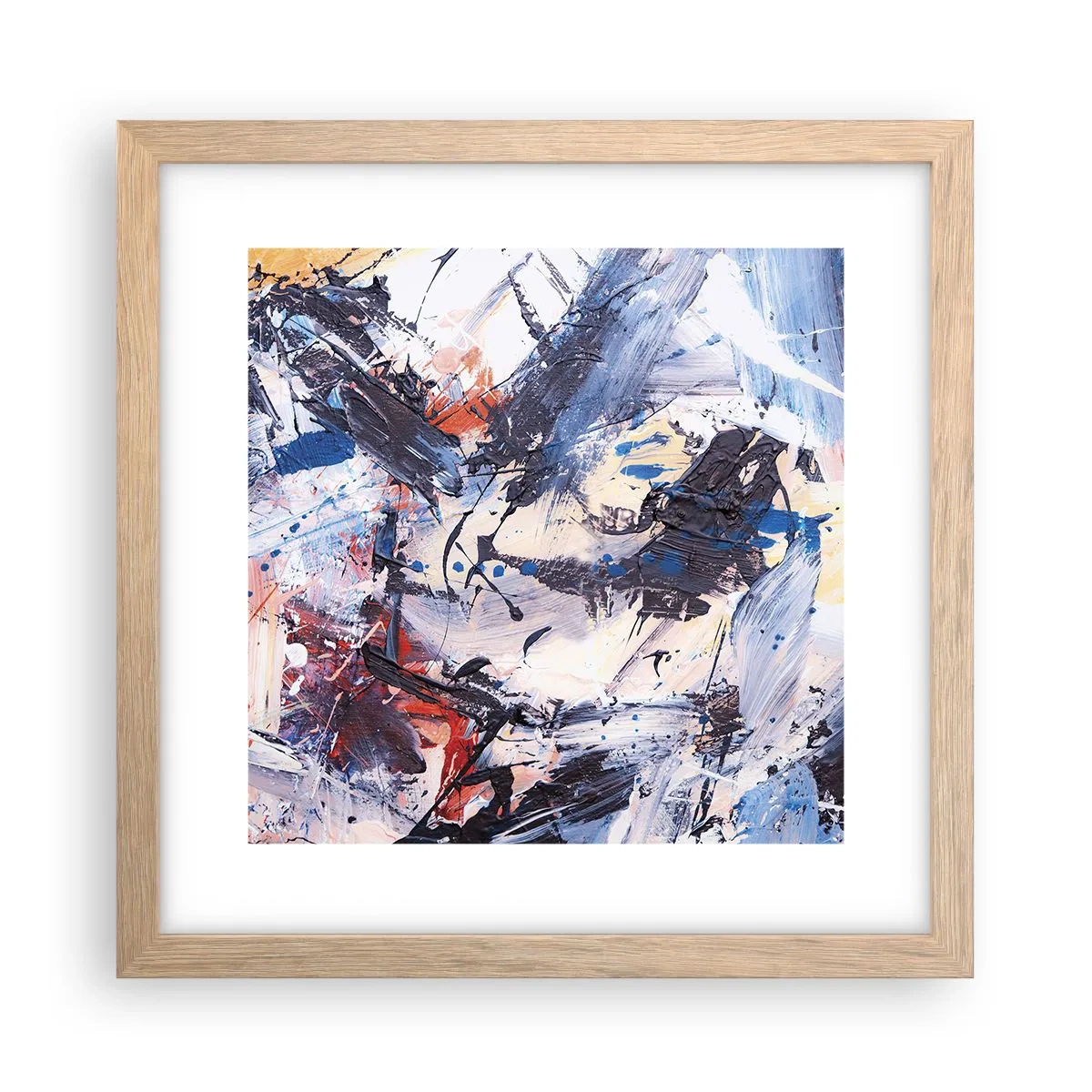 Póster en marco roble claro - Danza loca de la abstracción - 30x30 cm
