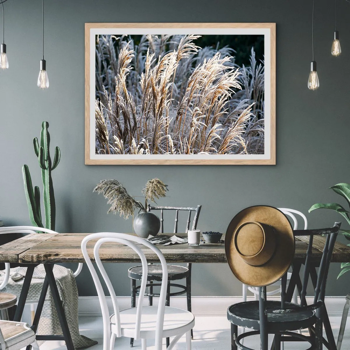 Póster en marco roble claro - Campos y campos - 40x30 cm