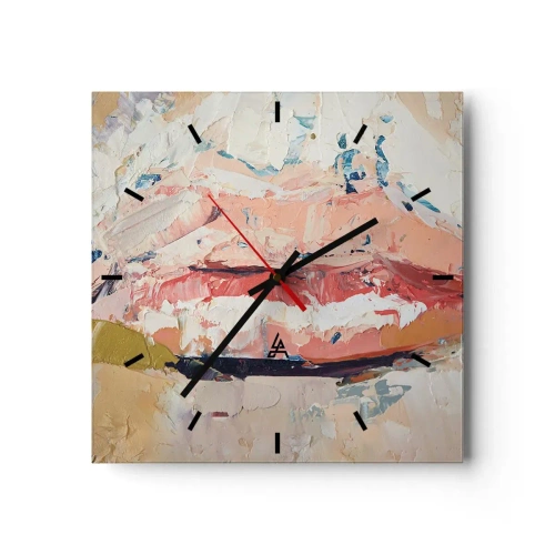 Reloj de pared - Reloj de vidrio - Una composición abstracta que representa los labios de una mujer en colores pastel. - 30x30cm - Despierta los sentidos - Decoración de pared moderna para salón y dormitorio ARTTOR