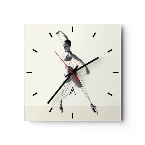Reloj de pared - Reloj de vidrio - Títere de sí misma - 40x40 cm