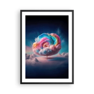 Póster en marco negro - Una nube abstracta y colorida que gira en el espacio. - 50x70cm - El sueño de un parque de atracciones - Decoración de pared moderna para salón y dormitorio ARTTOR