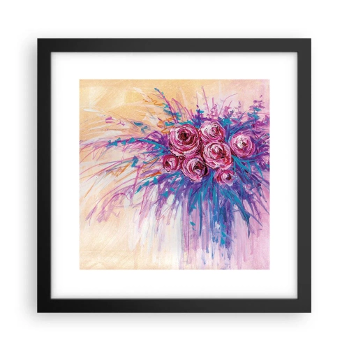 Póster en marco negro - Fuente de rosas - 30x30 cm