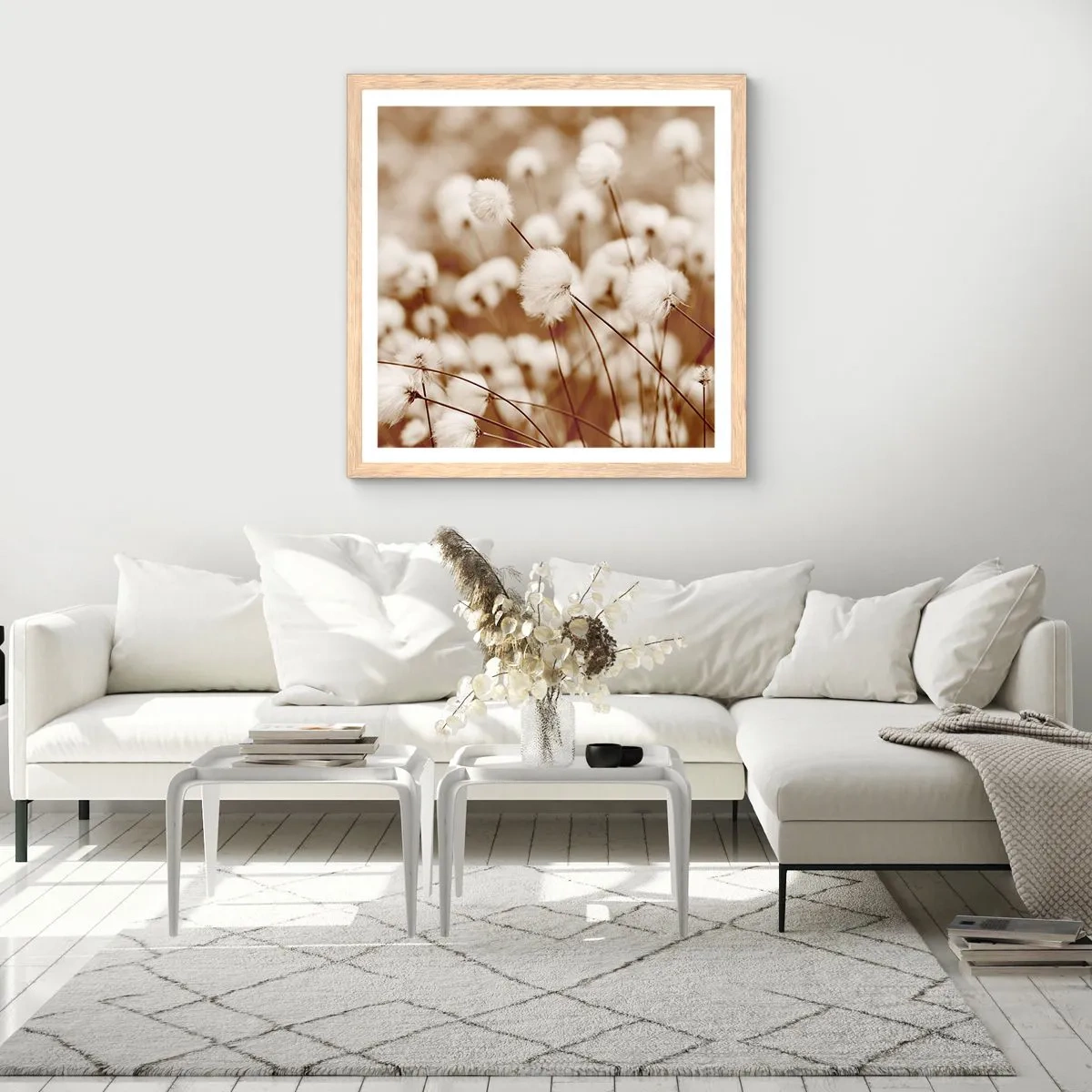 Póster en marco roble claro - Un mullido colchón - 50x50 cm