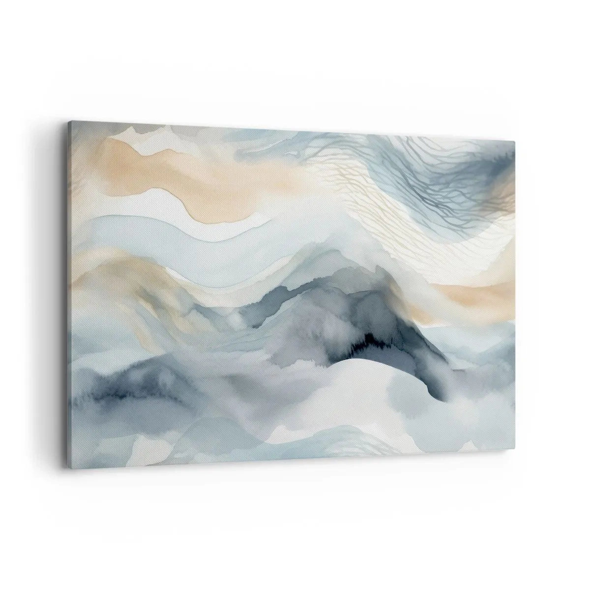 Cuadro sobre lienzo - Impresión de Imagen - Una delicada abstracción con motivo de montaña en tonos pastel. - 120x80cm - Abstracción de nieve y niebla - Decoración de pared moderna para salón y dormitorio ARTTOR