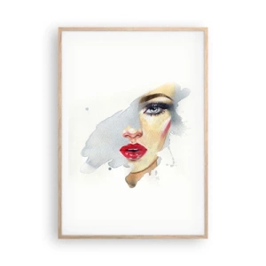 Póster en marco roble claro - Reflejo en una gota de agua - 70x100 cm