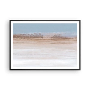 Póster en marco negro - Un paisaje sutil en tonos pastel de azul y beige. - 100x70cm - Paisaje ambiguo - Decoración de pared moderna para salón y dormitorio ARTTOR