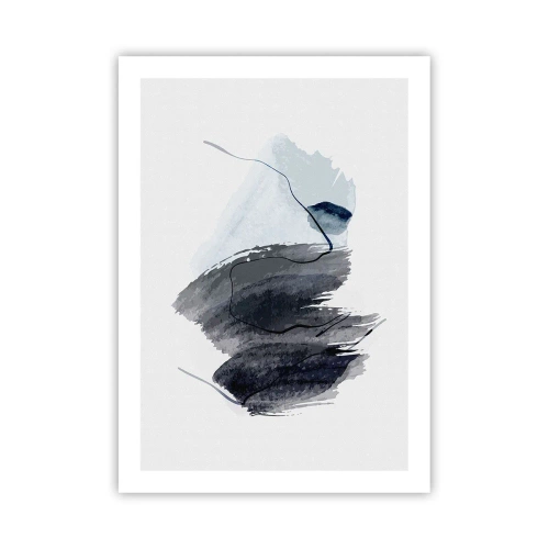 Póster - Pinceladas abstractas en tonos de gris - 50x70cm - Intensidad y movimiento - Decoración de pared moderna para salón y dormitorio ARTTOR