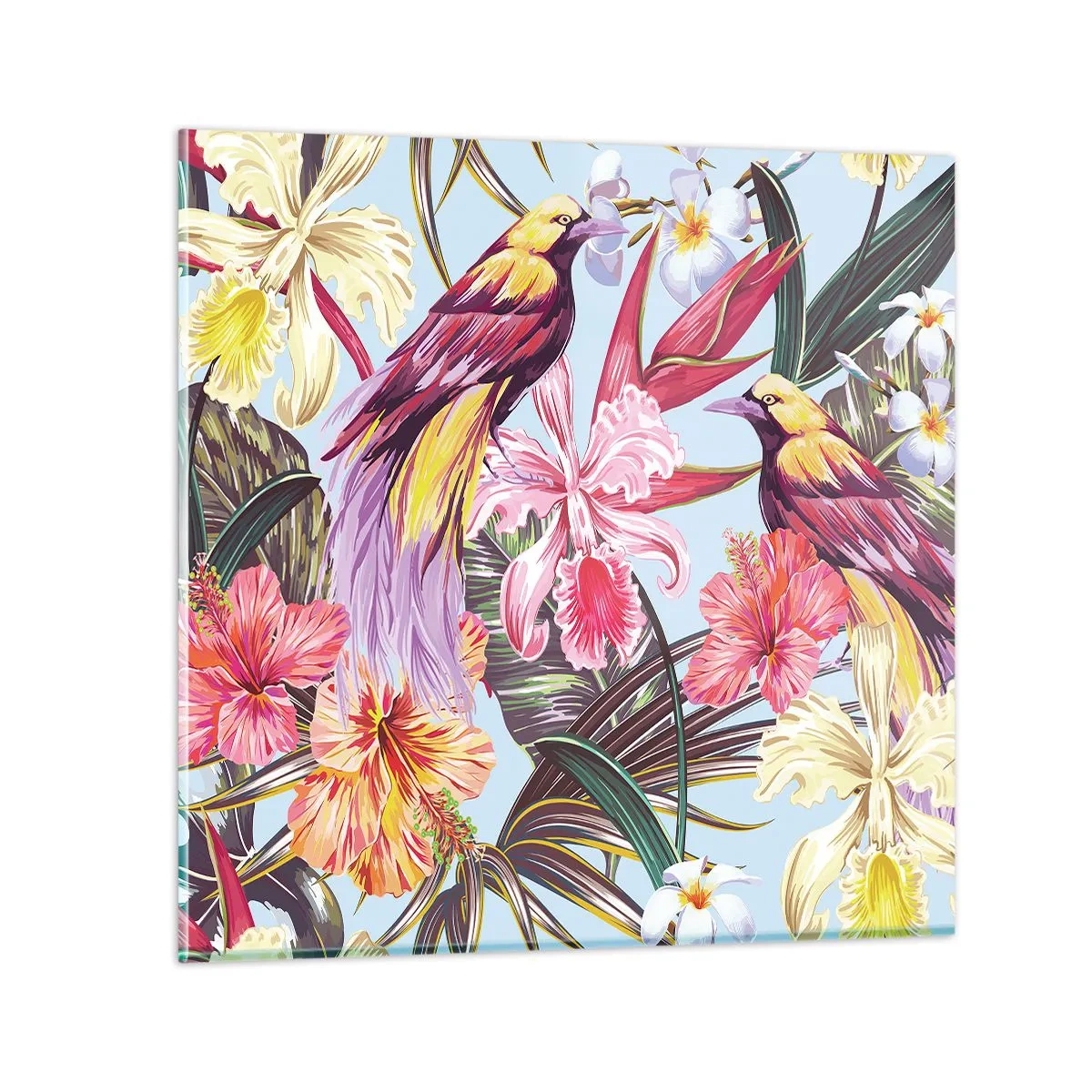 Cuadro sobre vidrio - Impresiones sobre Vidrio - Pétalos y plumas - 60x60 cm