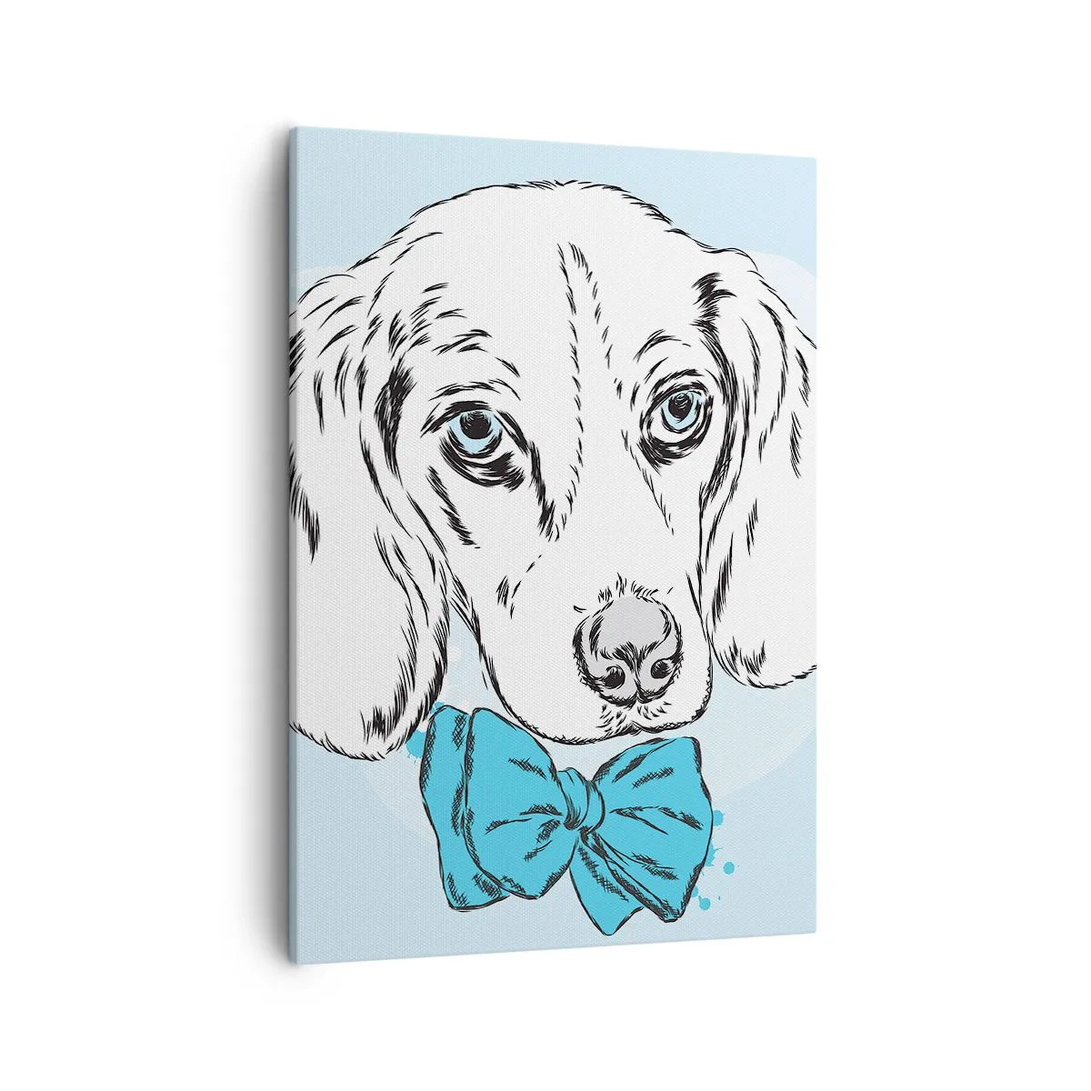 Cuadro sobre lienzo - Impresión de Imagen - Adorable gráfico de un perro con una pajarita sobre un fondo pastel. - 50x70cm - Elegancia canina - Decoración de pared moderna para salón y dormitorio ARTTOR
