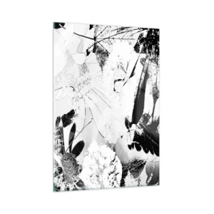 Cuadro sobre vidrio - Impresiones sobre Vidrio - Arreglo floral en blanco y negro de estilo artístico. - 50x70cm - Otoño en negativo - Decoración de pared moderna para salón y dormitorio ARTTOR