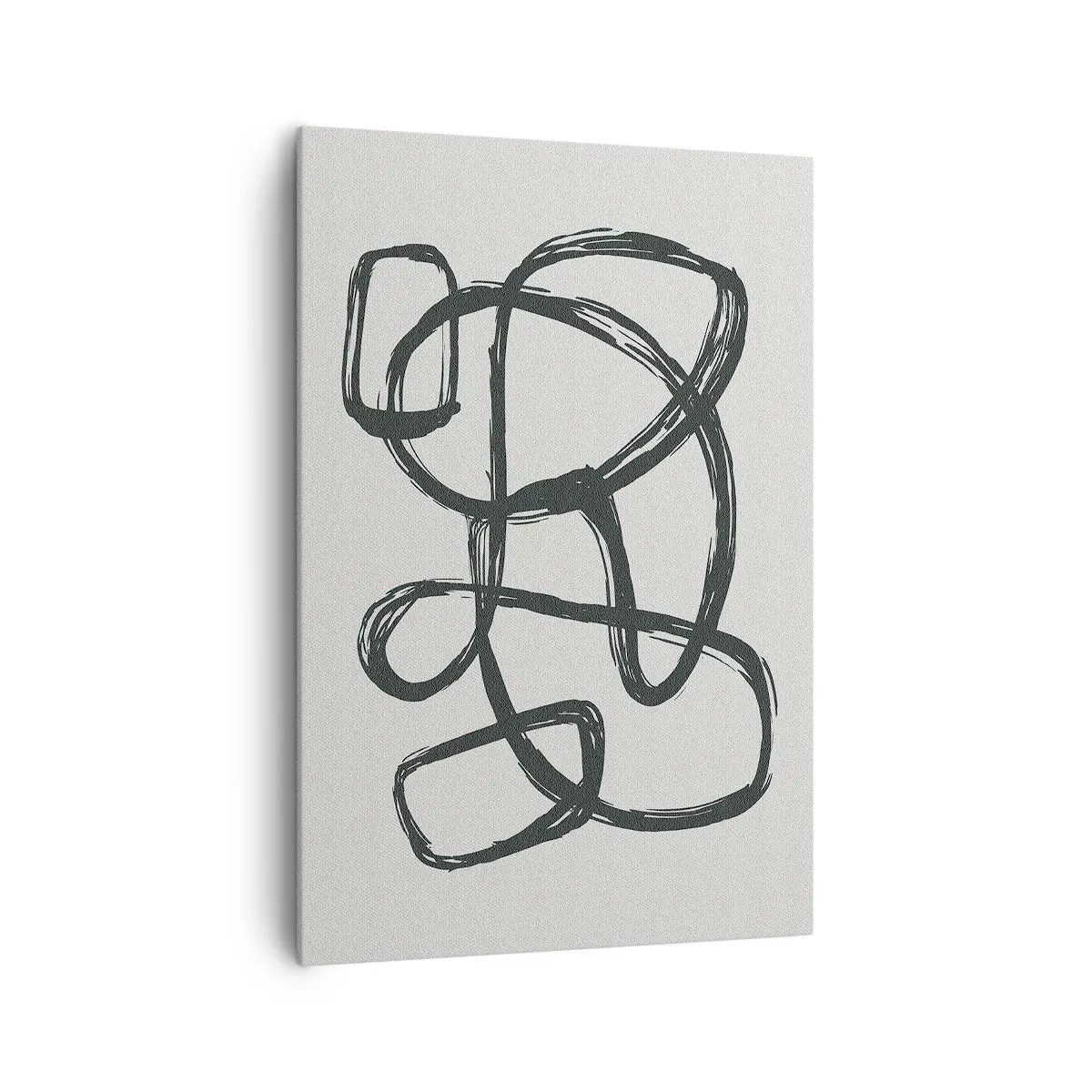 Cuadro sobre lienzo - Impresión de Imagen - Líneas abstractas que crean formas libres sobre un fondo claro - 70x100cm - Abstracción en bucle - Decoración de pared moderna para salón y dormitorio ARTTOR