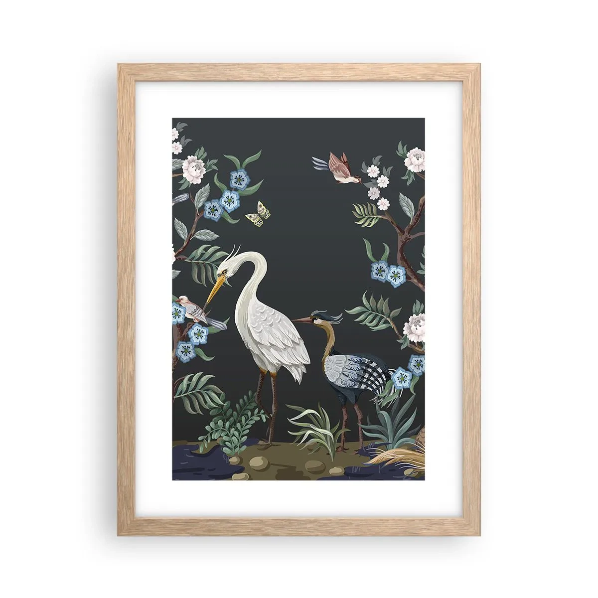 Póster en marco roble claro - Desfile de aves - 30x40 cm