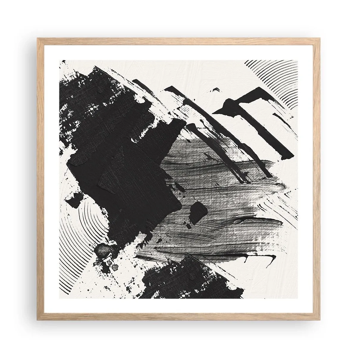 Póster en marco roble claro - Abstracción: la expresión del negro - 60x60 cm