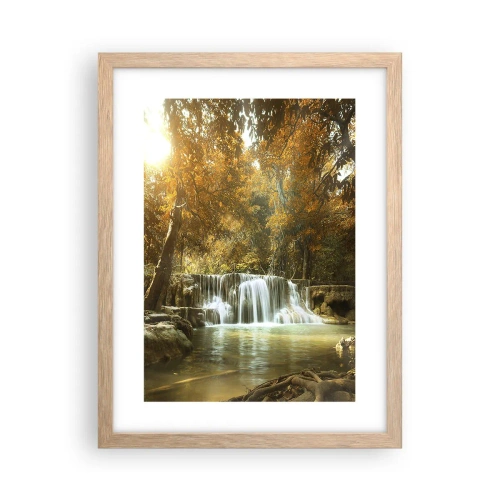 Póster en marco roble claro - Una cascada en el parque - 30x40 cm