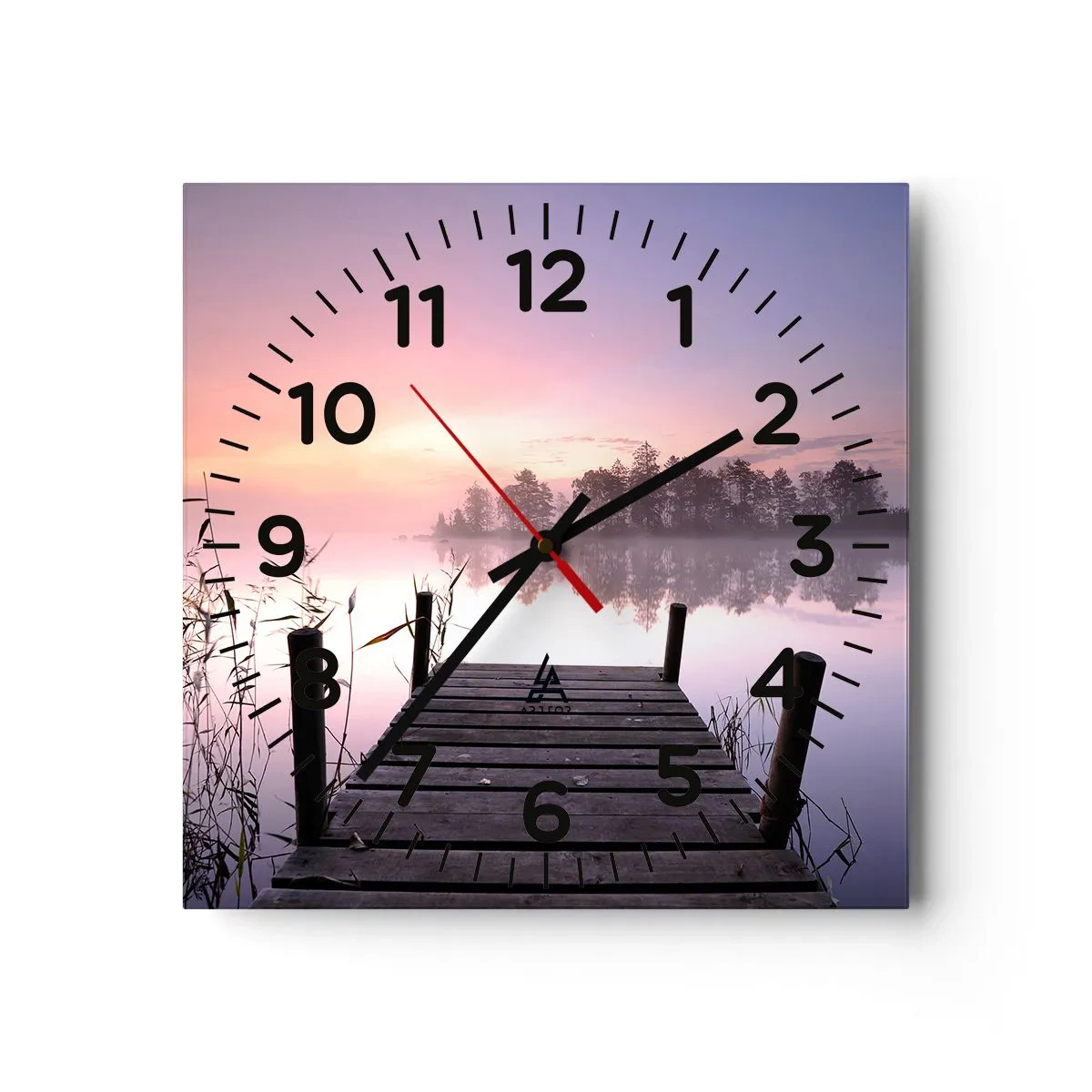 Reloj de pared - Reloj de vidrio - De la niebla lila... - 40x40 cm