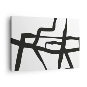 Cuadro sobre lienzo - Impresión de Imagen - Patrón minimalista en blanco y negro con líneas geométricas. - 70x50cm - Construcción en blanco y negro - Decoración de pared moderna para salón y dormitorio ARTTOR