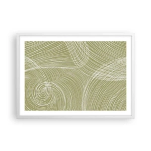 Póster en marco blanco - Abstracción intrincada en blanco - 70x50 cm