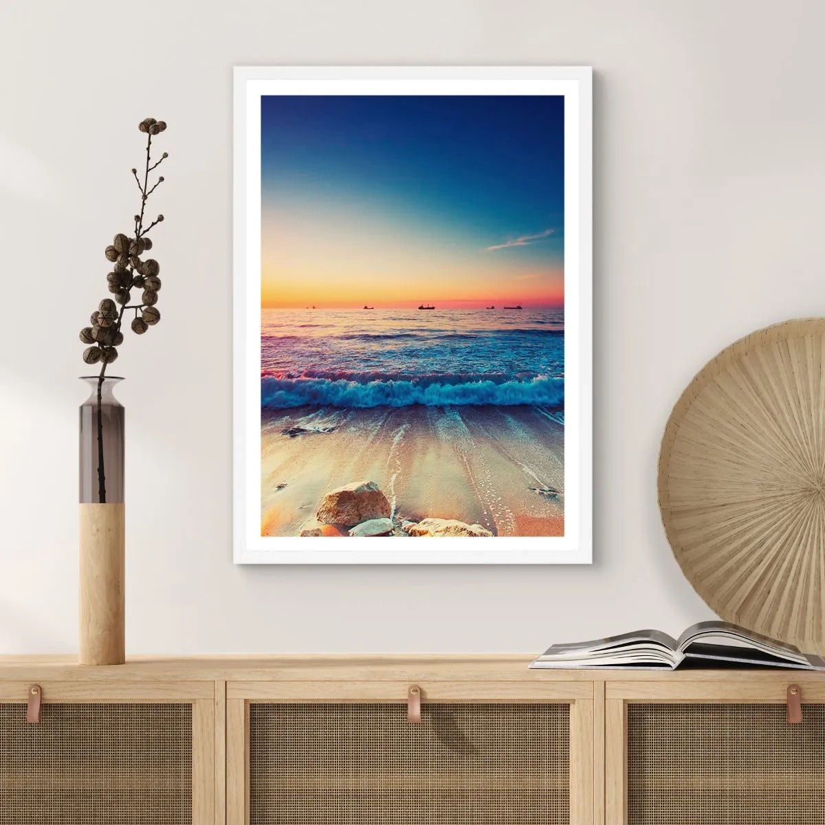 Póster en marco blanco - ¿Y qué hay tras el horizonte? - 40x50 cm