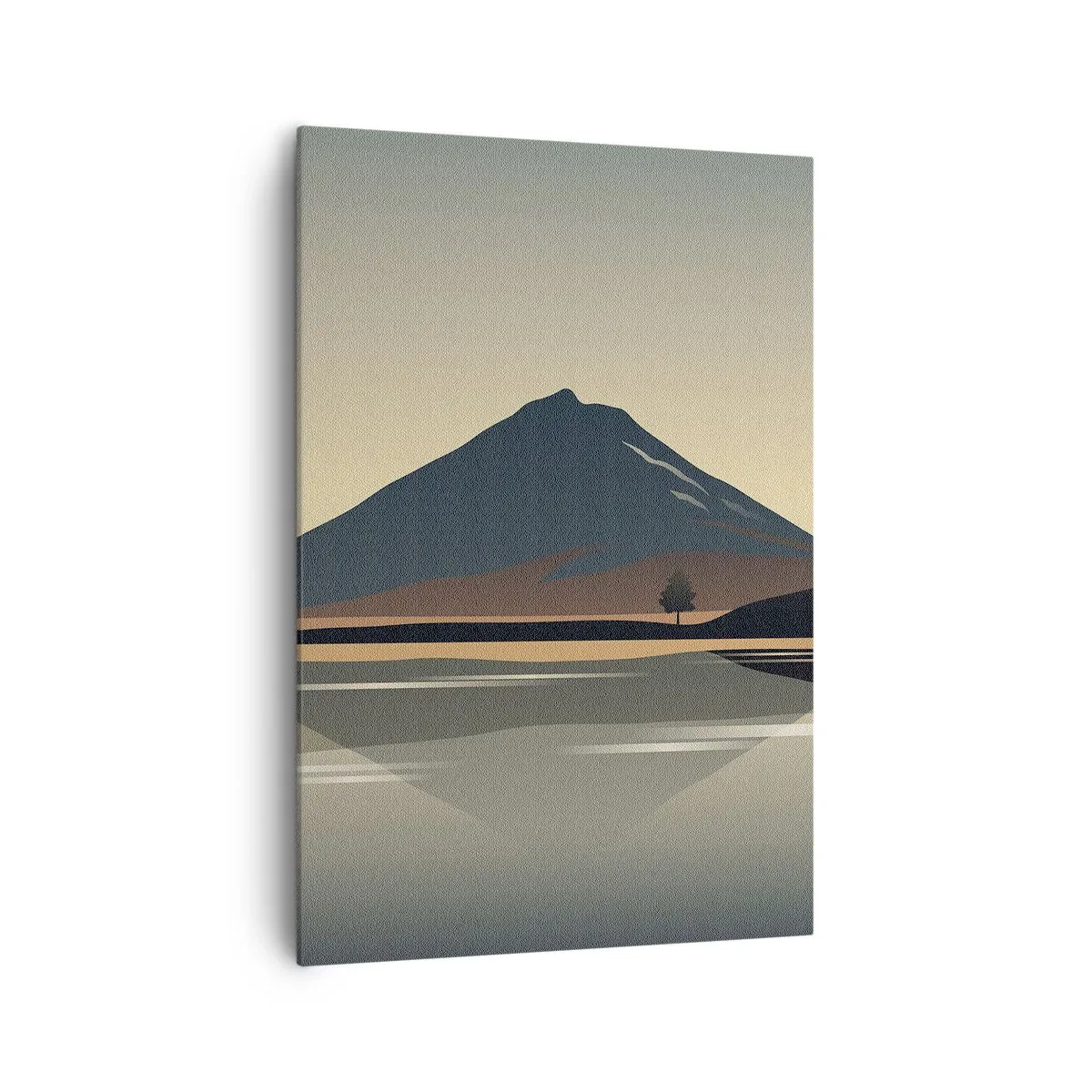 Cuadro sobre lienzo - Impresión de Imagen - Paisaje de montaña minimalista con reflejo en el agua. - 70x100cm - Reflejo de espejo - Decoración de pared moderna para salón y dormitorio ARTTOR