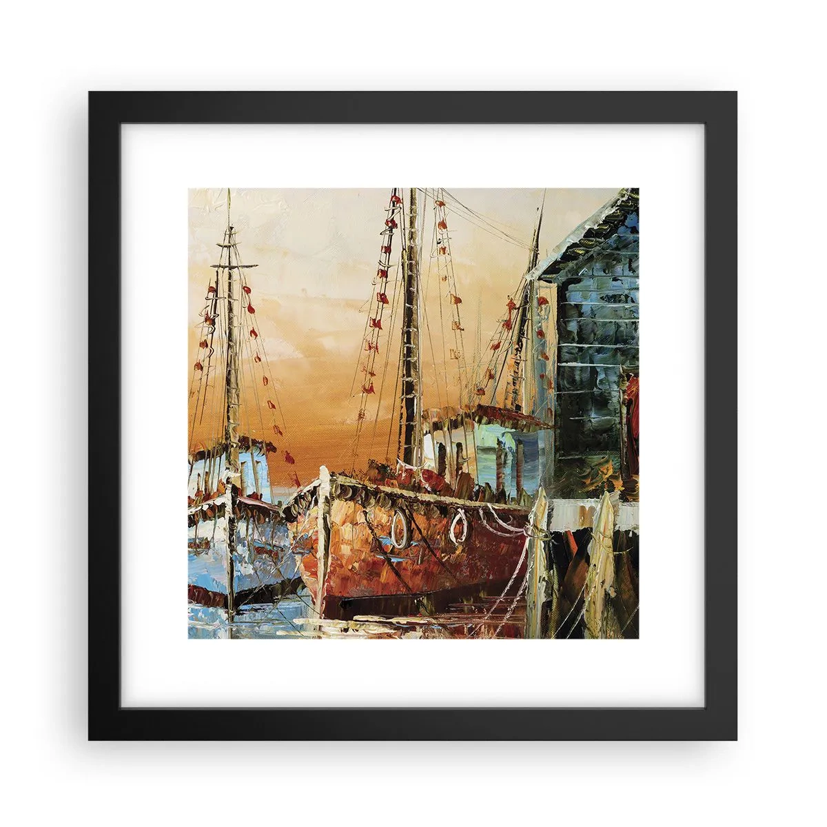 Póster en marco negro - Regreso pacífico - 30x30 cm
