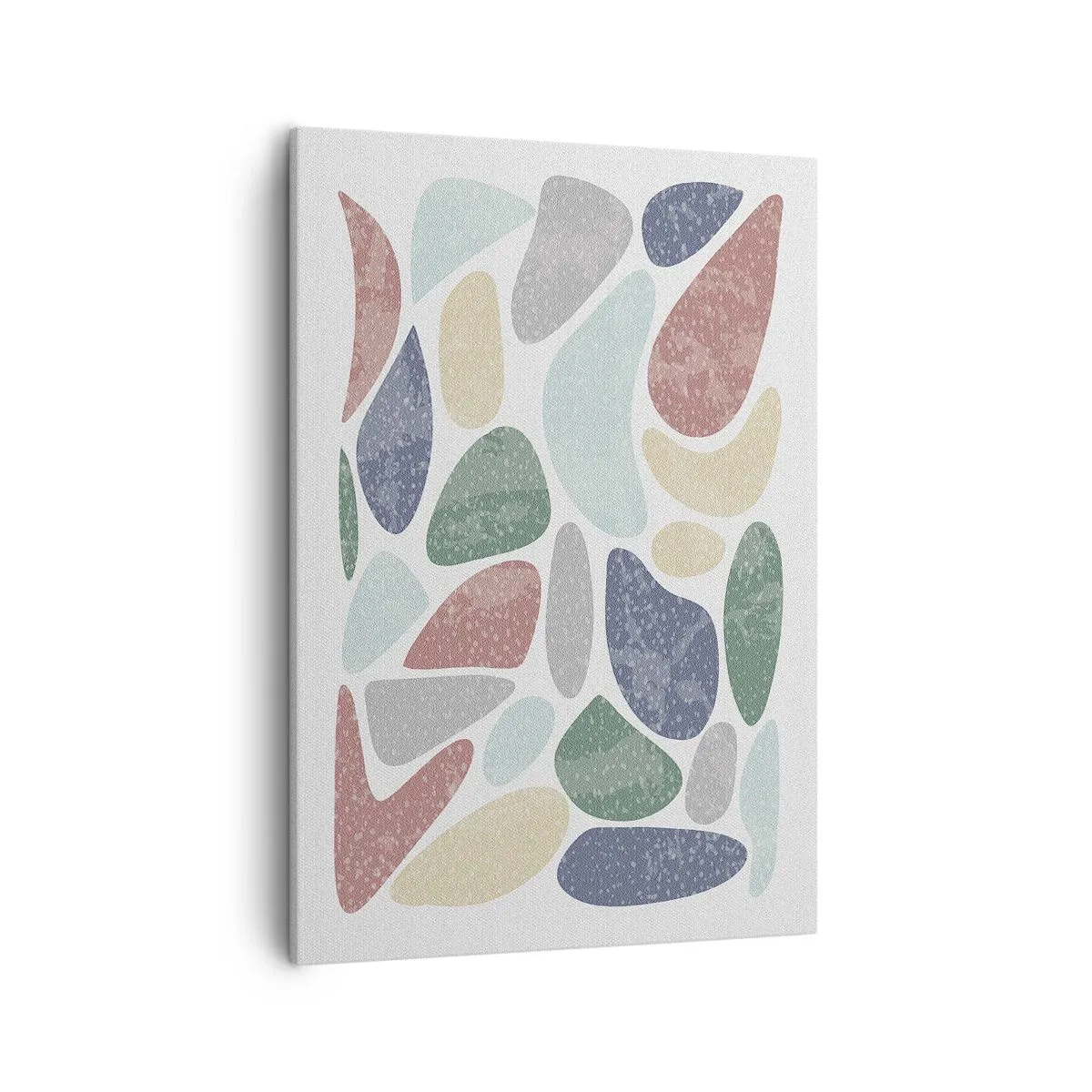 Cuadro sobre lienzo - Impresión de Imagen - Formas orgánicas coloridas sobre un fondo blanco - 50x70cm - Mosaico de colores empolvados - Decoración de pared moderna para salón y dormitorio ARTTOR