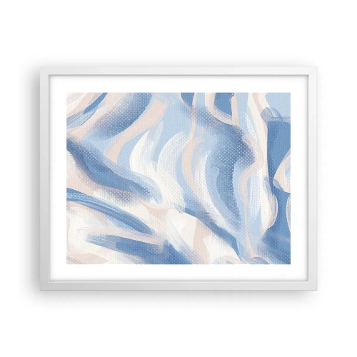Póster en marco blanco - Ondas azules - 50x40 cm
