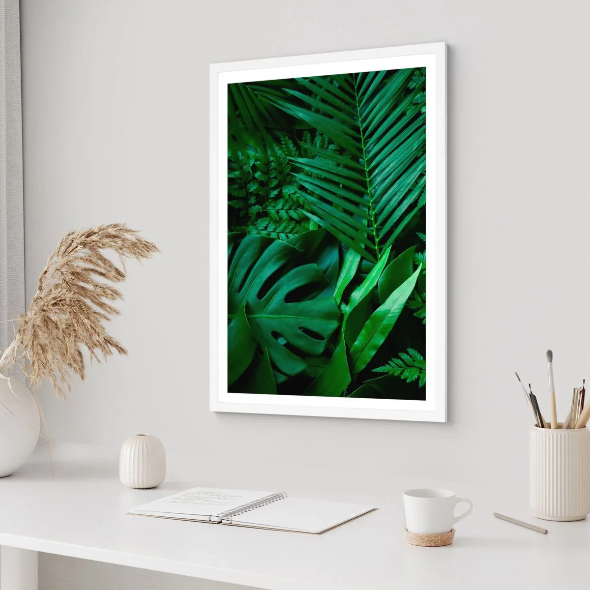 Póster en marco blanco - Abrazo verde - 70x100 cm