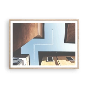 Póster en marco roble claro - Por encima del laberinto urbano - 100x70 cm