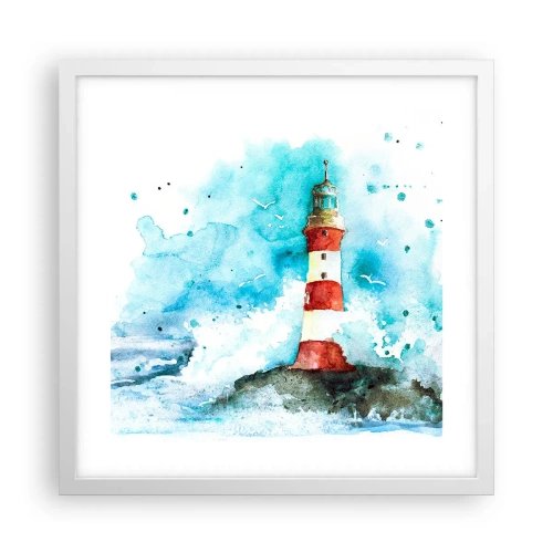 Póster en marco blanco - La unidad de los elementos - 40x40 cm