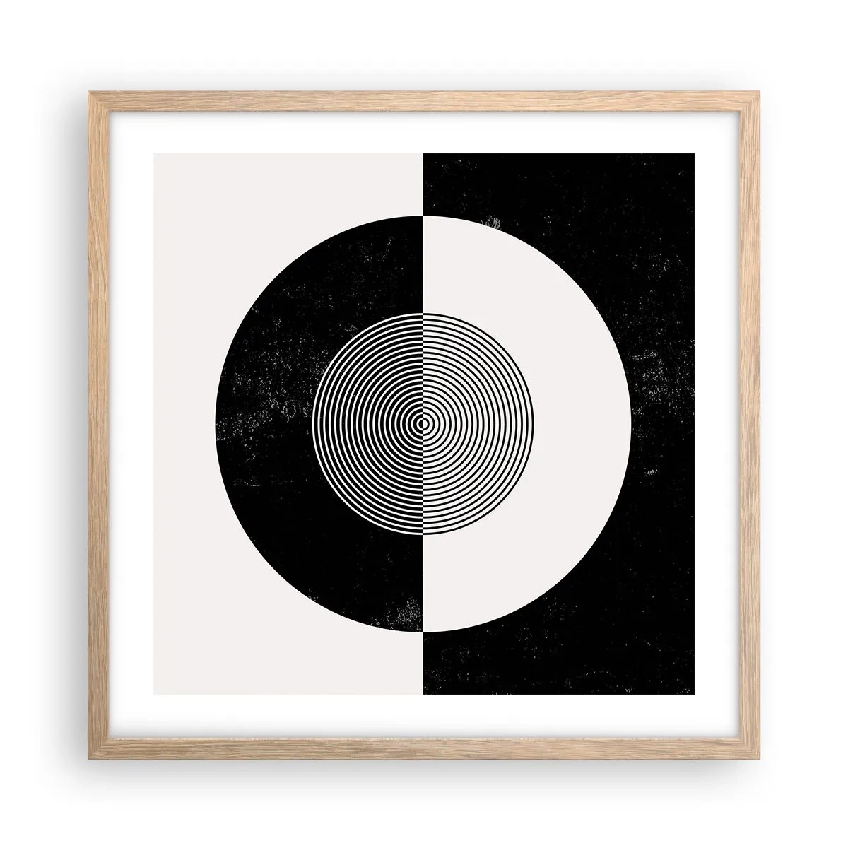 Póster en marco roble claro - Armonía en blanco y negro - 50x50 cm