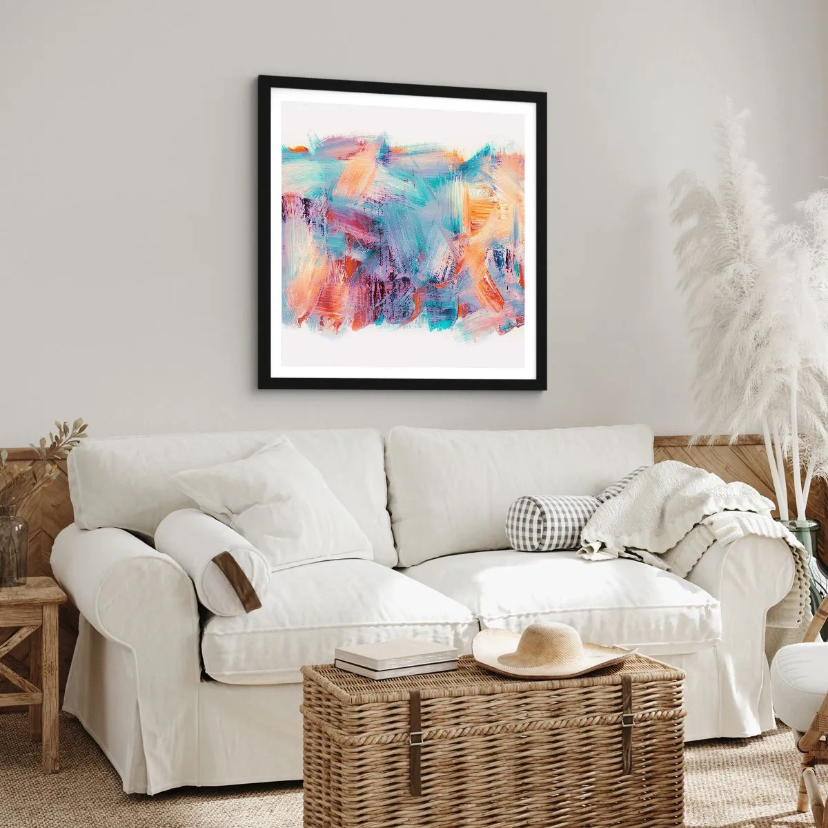 Póster en marco negro - Colorido desorden - 50x50 cm