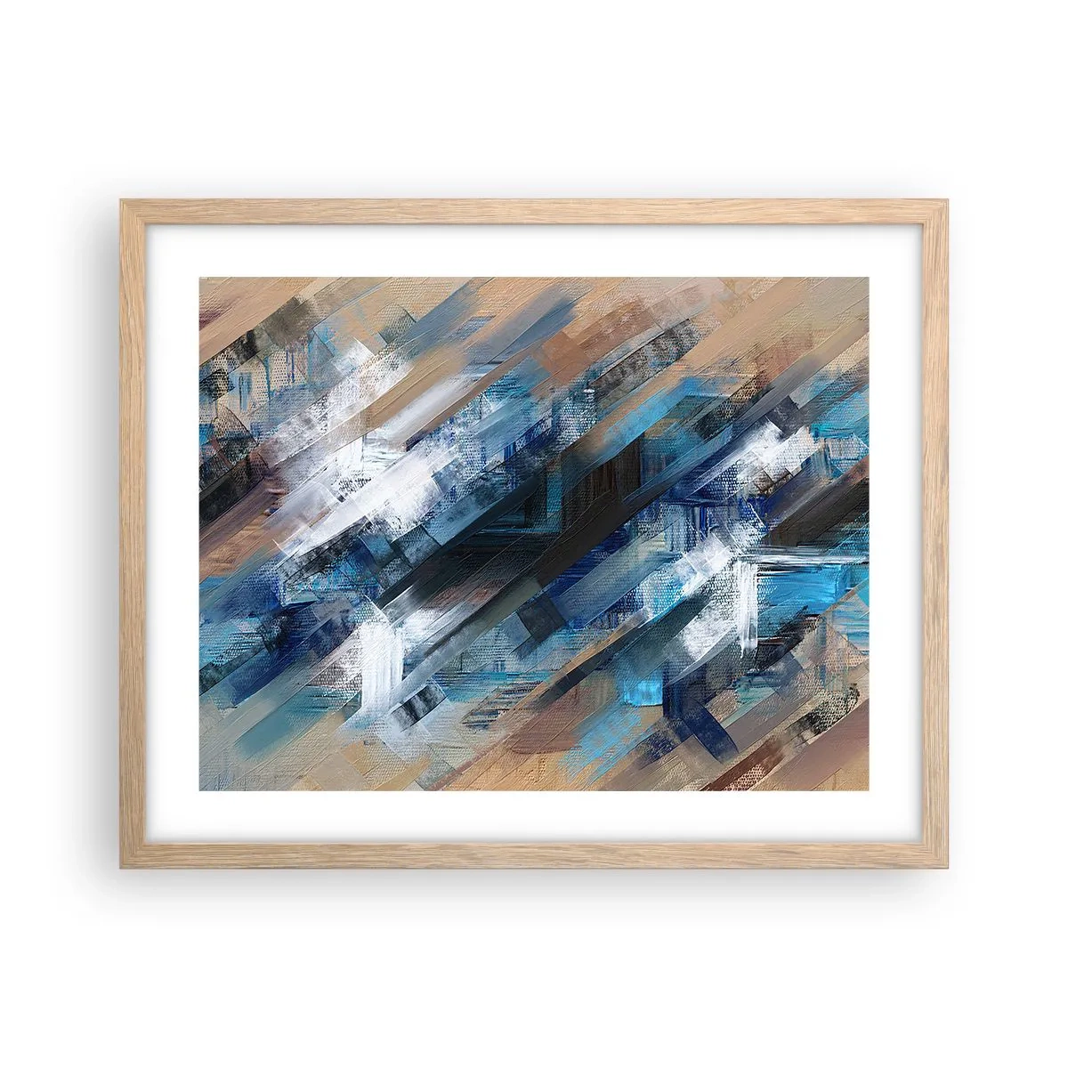 Póster en marco roble claro - En una inclinación azul - 50x40 cm
