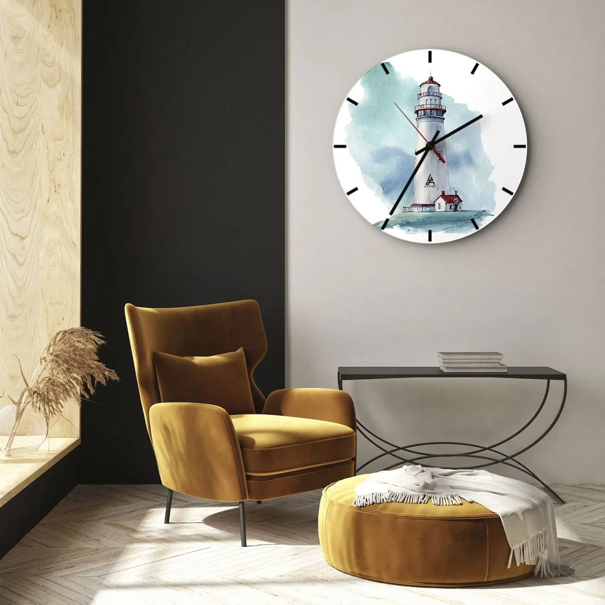 Reloj de pared - Reloj de vidrio - Gentil hermana del azul - 40x40 cm