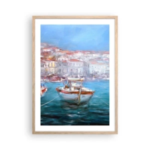 Póster en marco roble claro - Bahía italiana - 50x70 cm