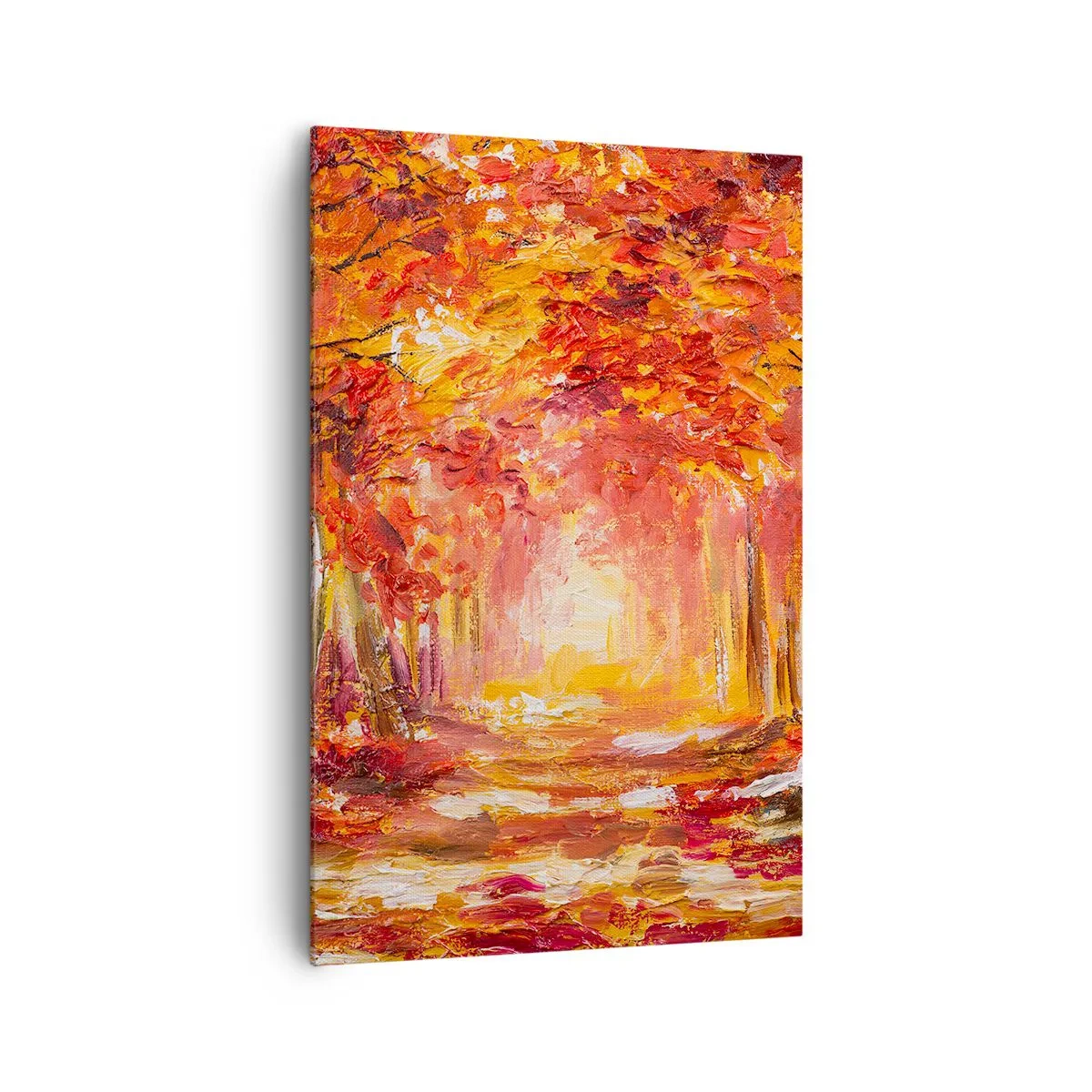 Cuadro sobre lienzo - Impresión de Imagen - Bosque otoñal en tonos cobre y dorado. - 80x120cm - Bosque de cobre - Decoración de pared moderna para salón y dormitorio ARTTOR