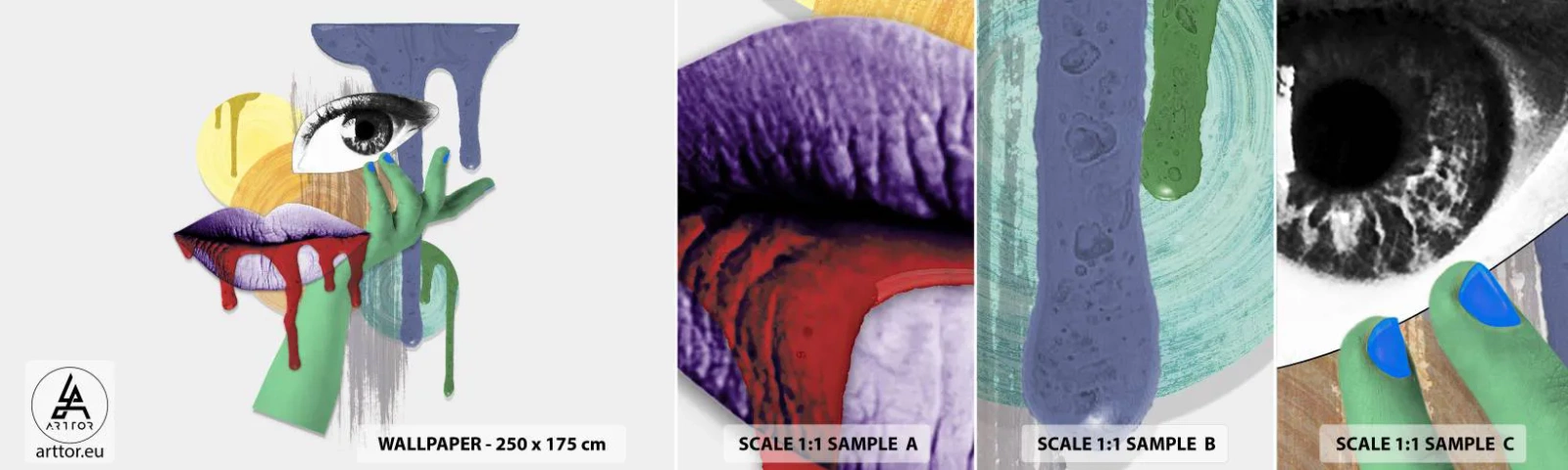 Muestra De Fotomural Standard Eco - Un retrato deconstruido - Abstracción, Pedazo, Ojo - 100x30 cm