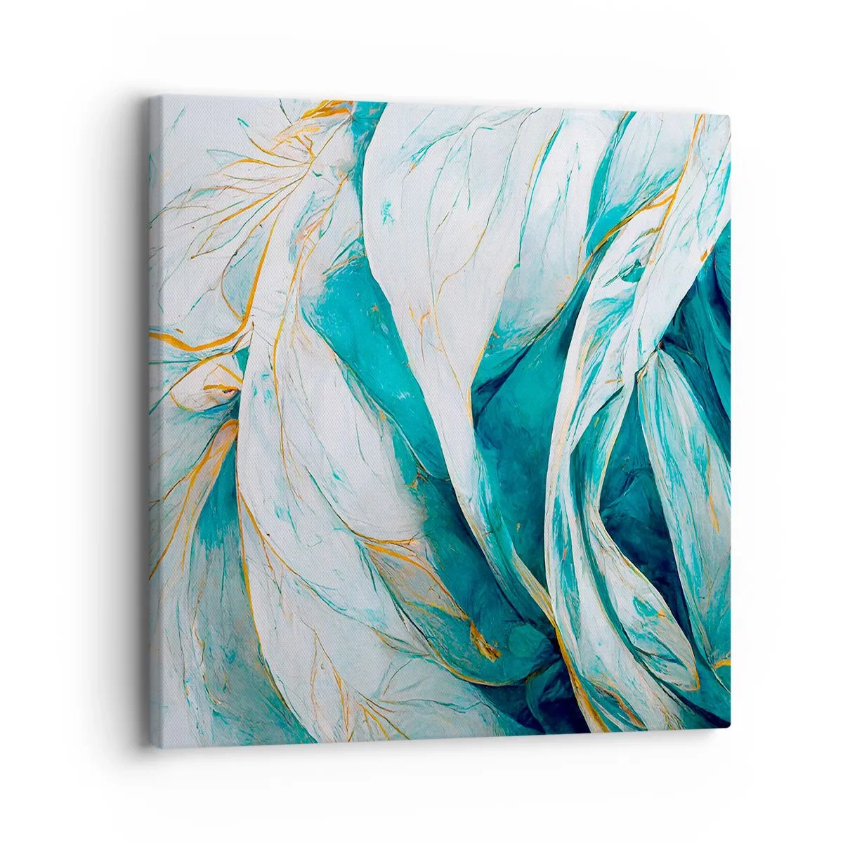 Cuadro sobre lienzo - Impresión de Imagen - Abstracción azul con motivos dorados - 30x30 cm