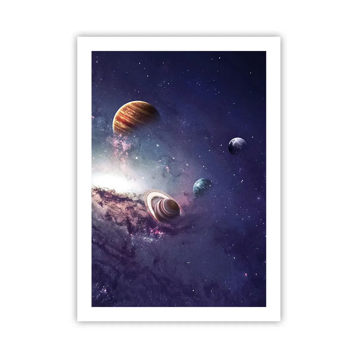 Póster - Una colorida disposición de planetas en un entorno cósmico. - 50x70cm - La danza alrededor del Sol - Decoración de pared moderna para salón y dormitorio ARTTOR