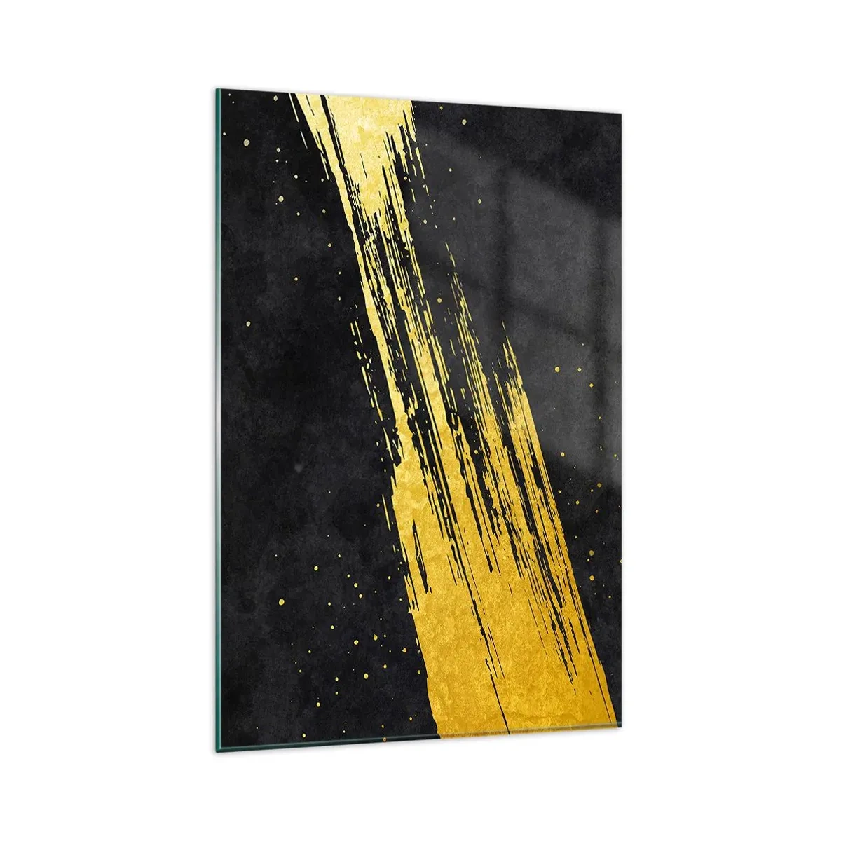 Cuadro sobre vidrio - Impresiones sobre Vidrio - Fondo negro con pinceladas doradas dinámicas - 80x120cm - Saltar al hiperespacio - Decoración de pared moderna para salón y dormitorio ARTTOR