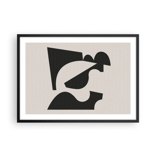 Póster en marco negro - Composición geométrica abstracta en blanco y negro - 70x50cm - Para automontaje - Decoración de pared moderna para salón y dormitorio ARTTOR