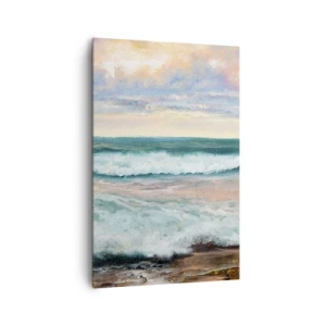 Cuadro sobre lienzo - Impresión de Imagen - Olas del mar contra un cielo nublado al atardecer - 80x120cm - Aquí suavizarás tu alma - Decoración de pared moderna para salón y dormitorio ARTTOR