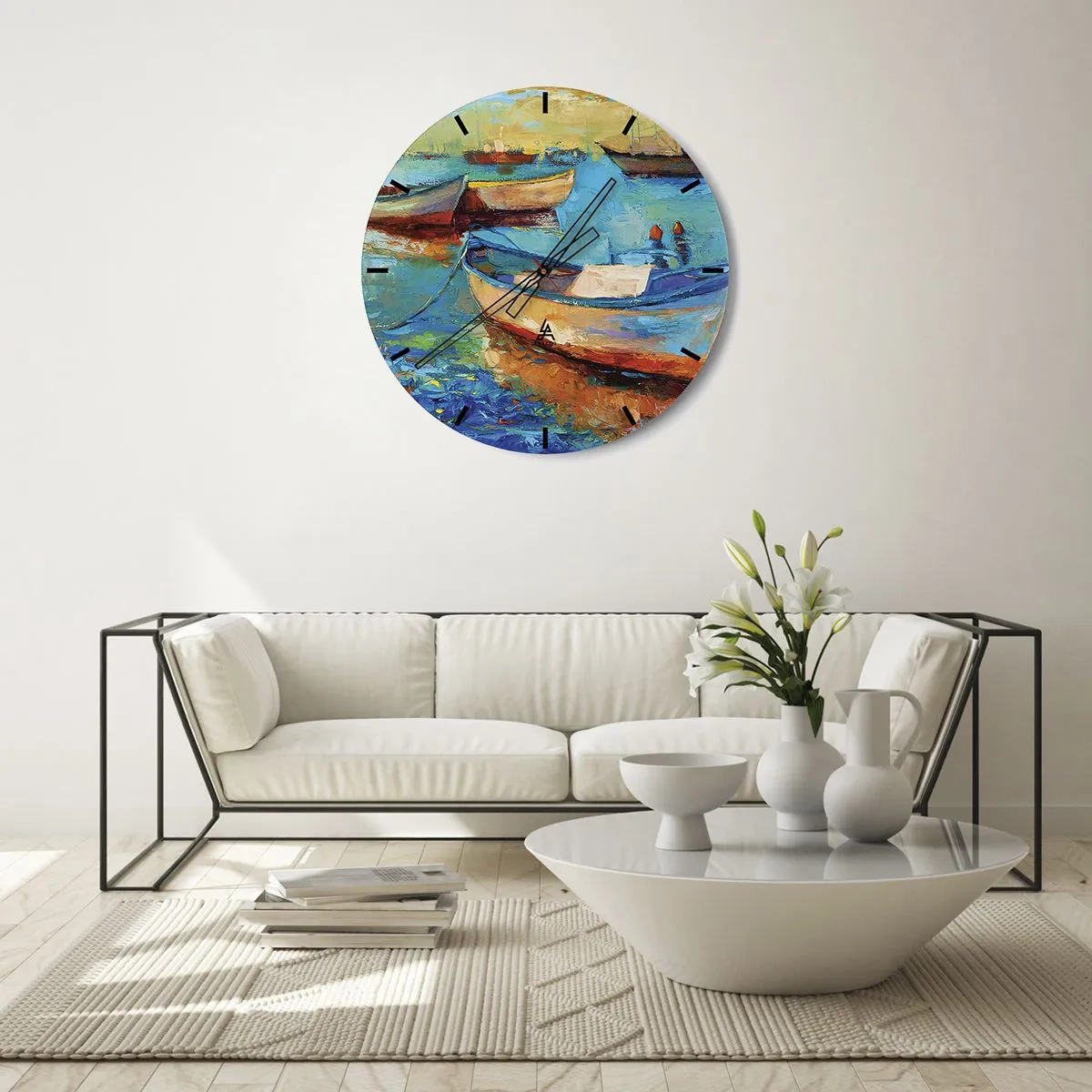 Reloj de pared - Reloj de vidrio - En la bahía sur - 40x40 cm