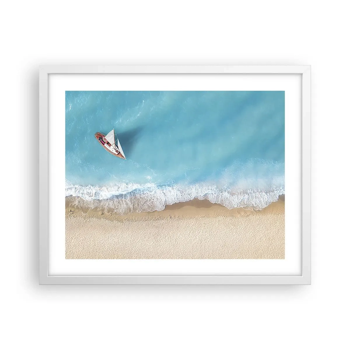 Póster en marco blanco - Frontera celeste y dorada - 50x40 cm