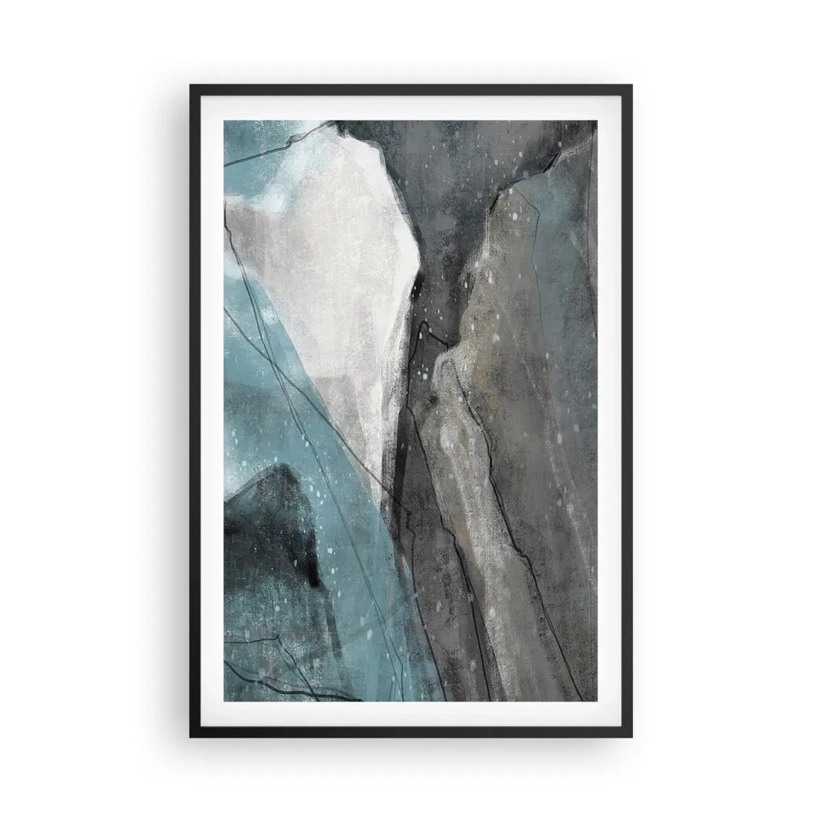 Póster en marco negro - Abstracción: rocas y hielo - 61x91 cm